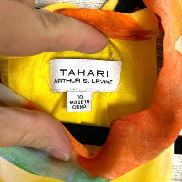 Tahari ASL Womens 10 Yellow Floral Chiffon Halter Neck Lined Tie-Back Maxi Dress - Picture 7 of 8